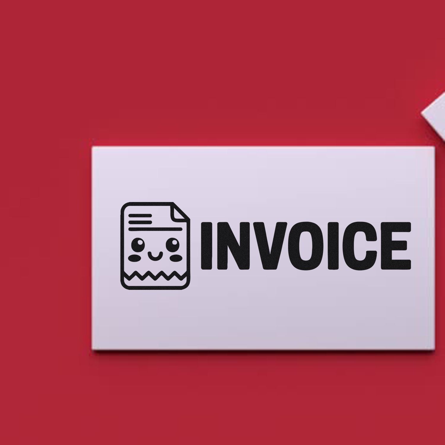 Invoice rubber stamp with document icon for billing, accounting, and office paperwork.
