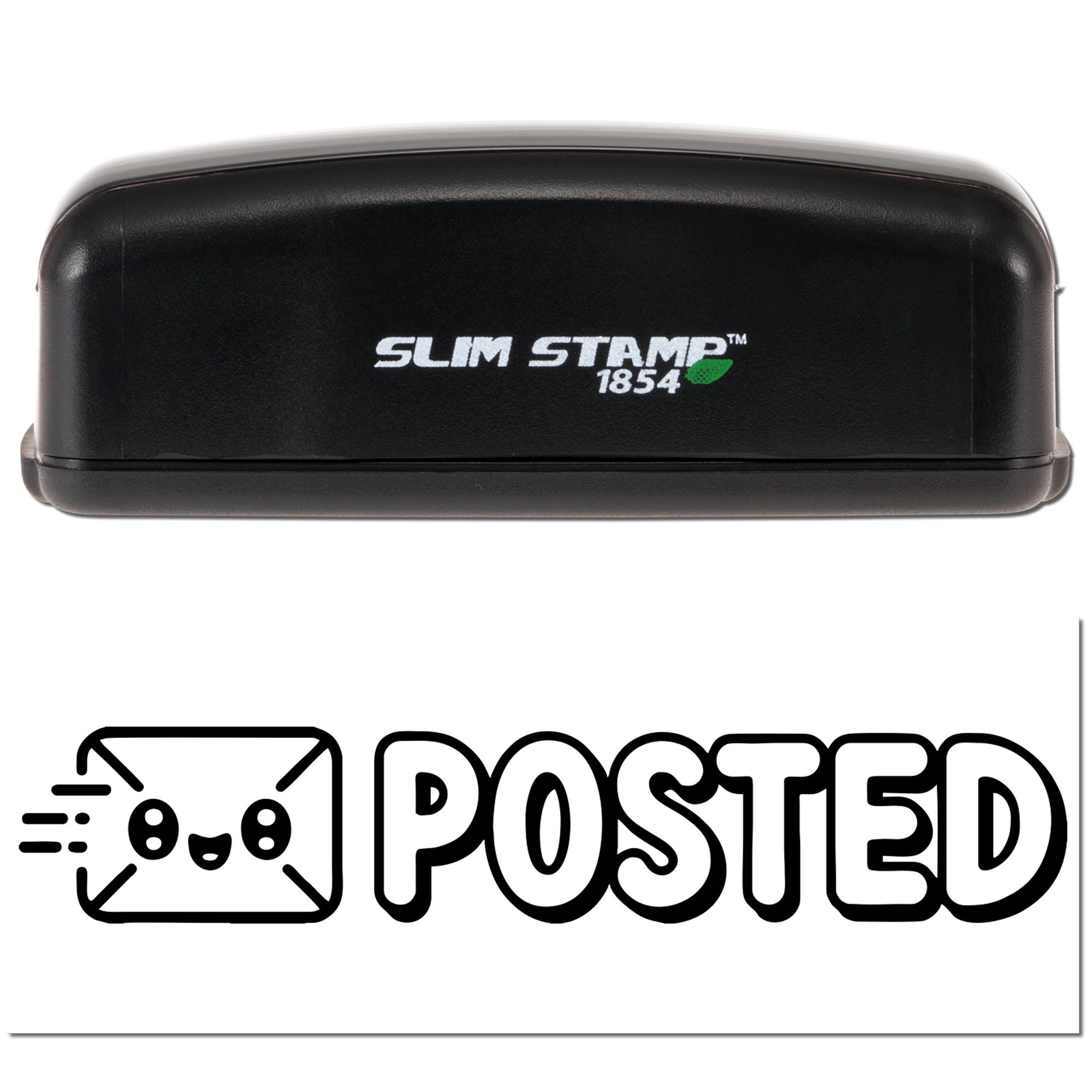 Slim Stamp 1854 self-inking rubber stamp with POSTED imprint for office mail sorting.