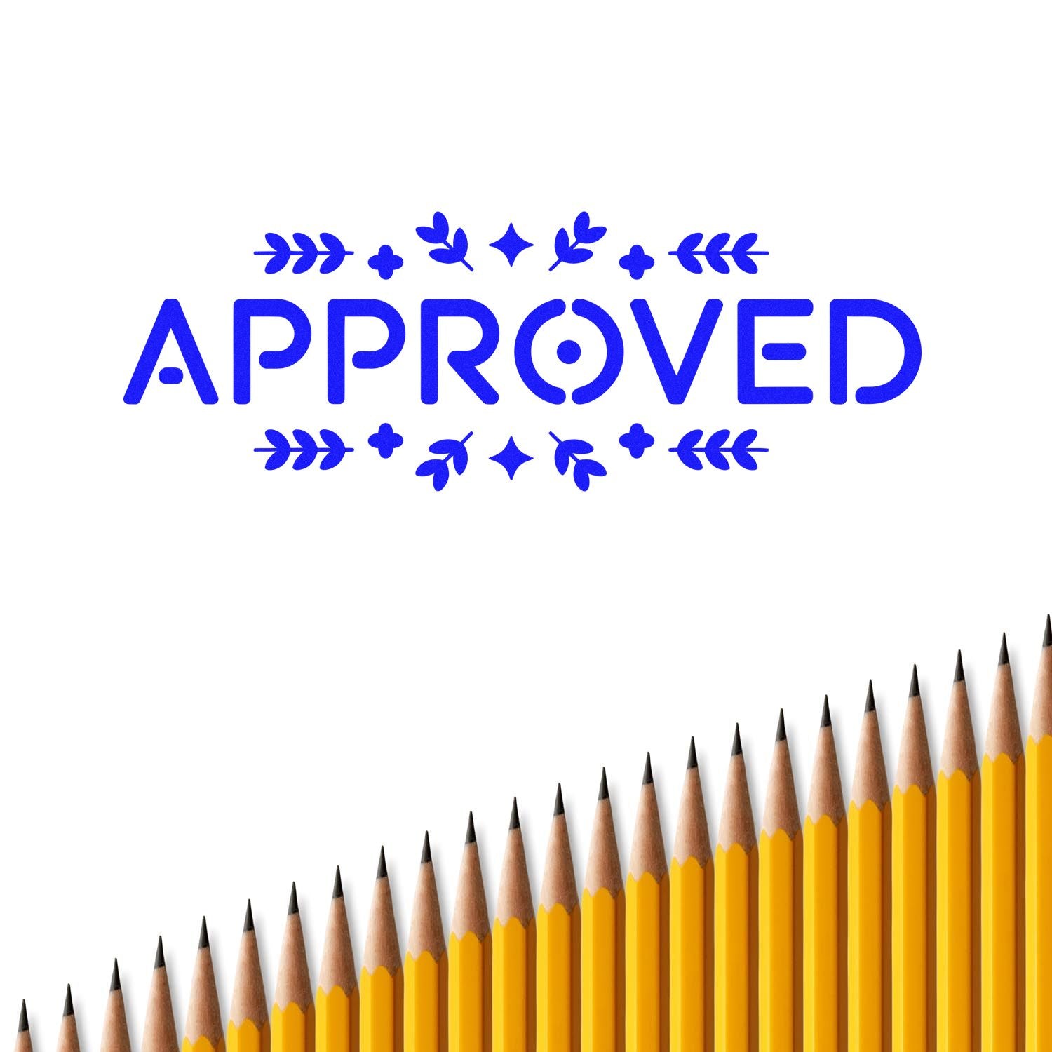 Decorative blue Approved rubber stamp design for office, teacher, and business approval marking.