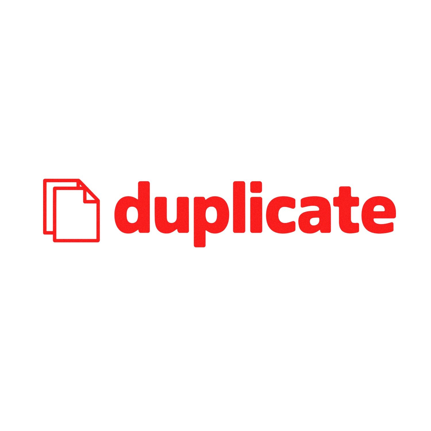 Red duplicate rubber stamp icon with stacked document symbol for office paperwork, copying, and record management