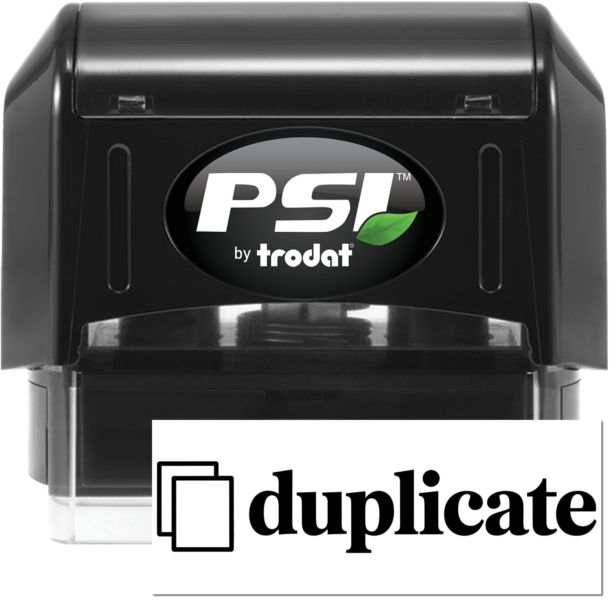 PSI by Trodat duplicate rubber stamp, self-inking office stamp for marking duplicate documents.