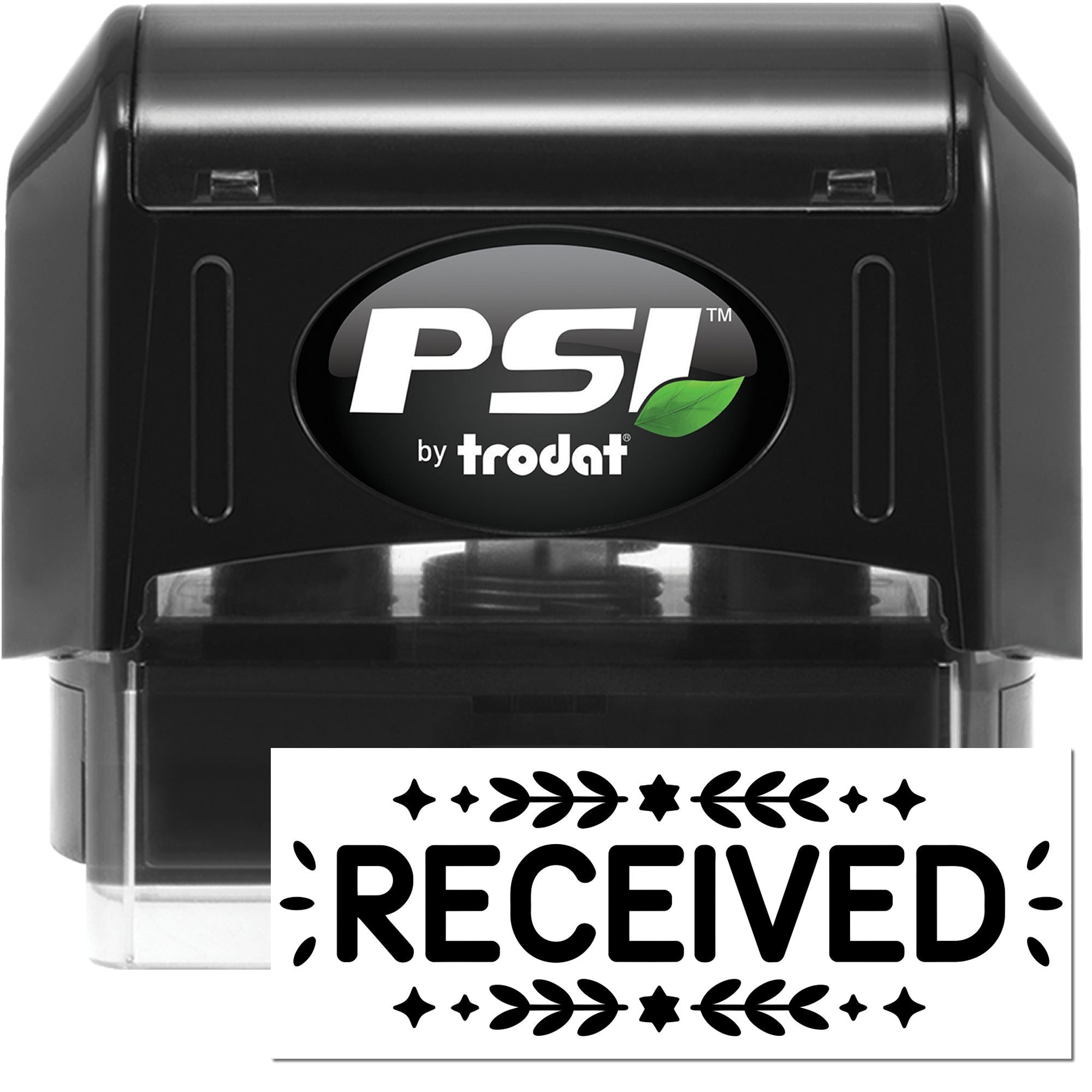 PSI by Trodat self-inking rubber stamp with RECEIVED imprint for office mail and document processing