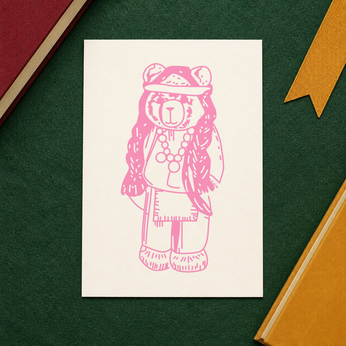 Bear Indian Art Rubber Stamp in use 6