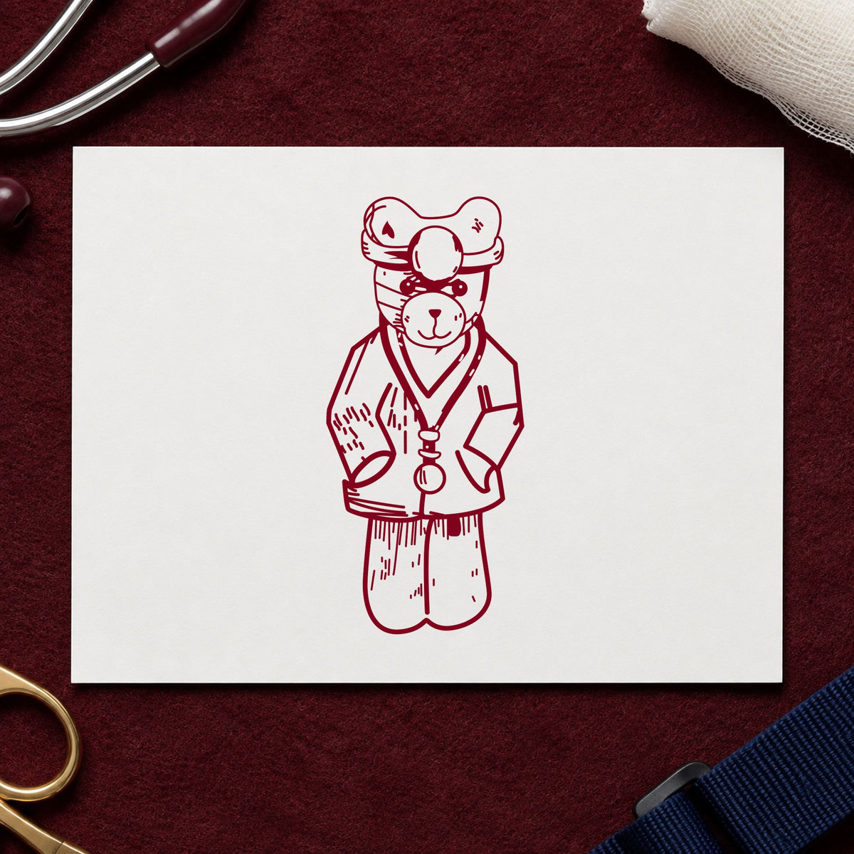 Bear Doctor Art Rubber Stamp in use 10
