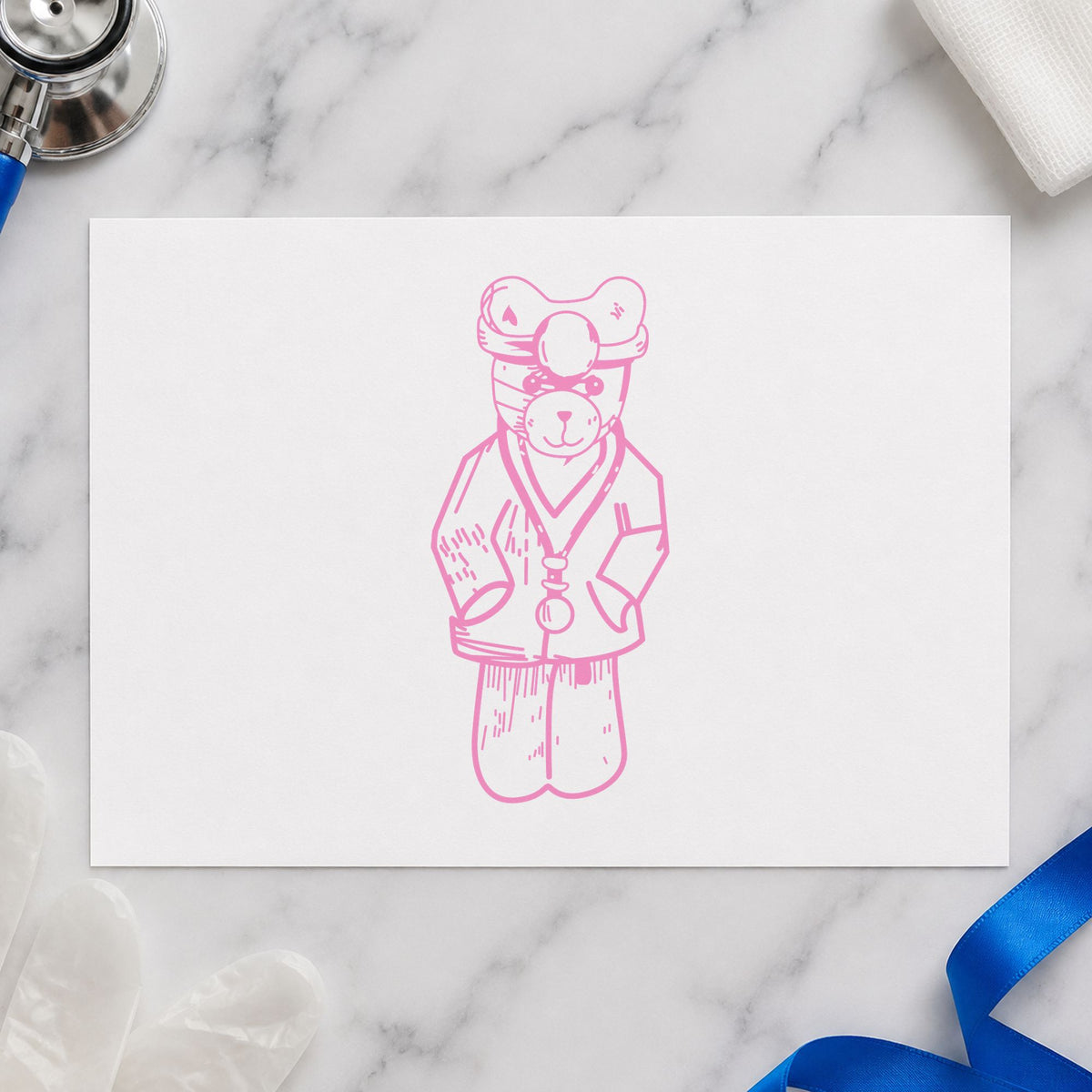 Bear Doctor Art Rubber Stamp in use 6