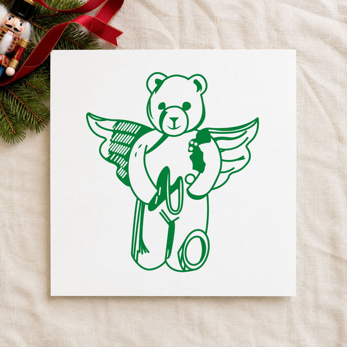 Bear Angel with Slingshot Craft Rubber Stamp in use 5