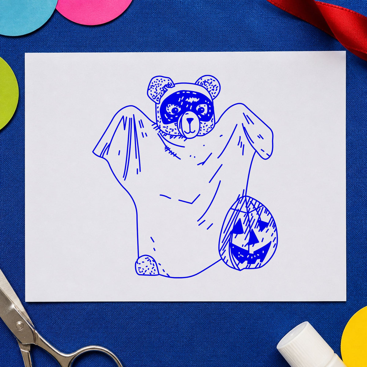 Bear Ghost Art Rubber Stamp in use 4