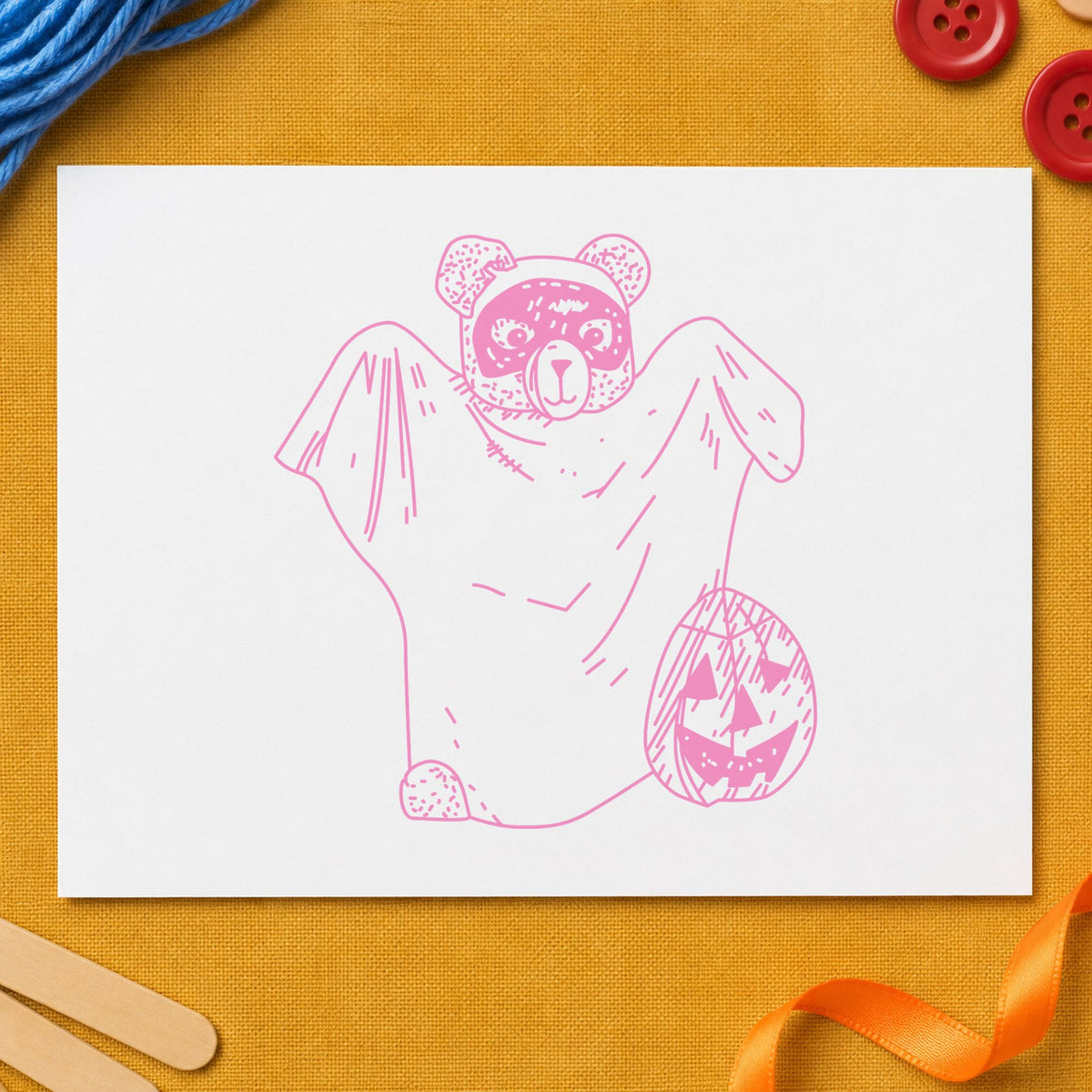 Bear Ghost Art Rubber Stamp in use 6