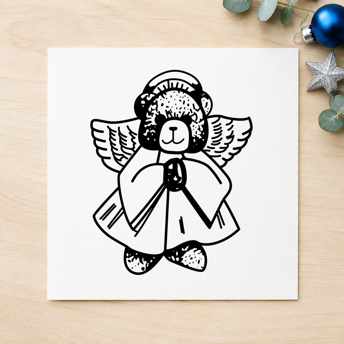 Bear Angel Art Craft Stamp in use 2