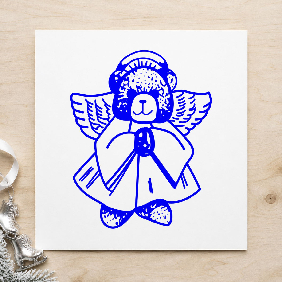 Bear Angel Art Craft Stamp in use 4