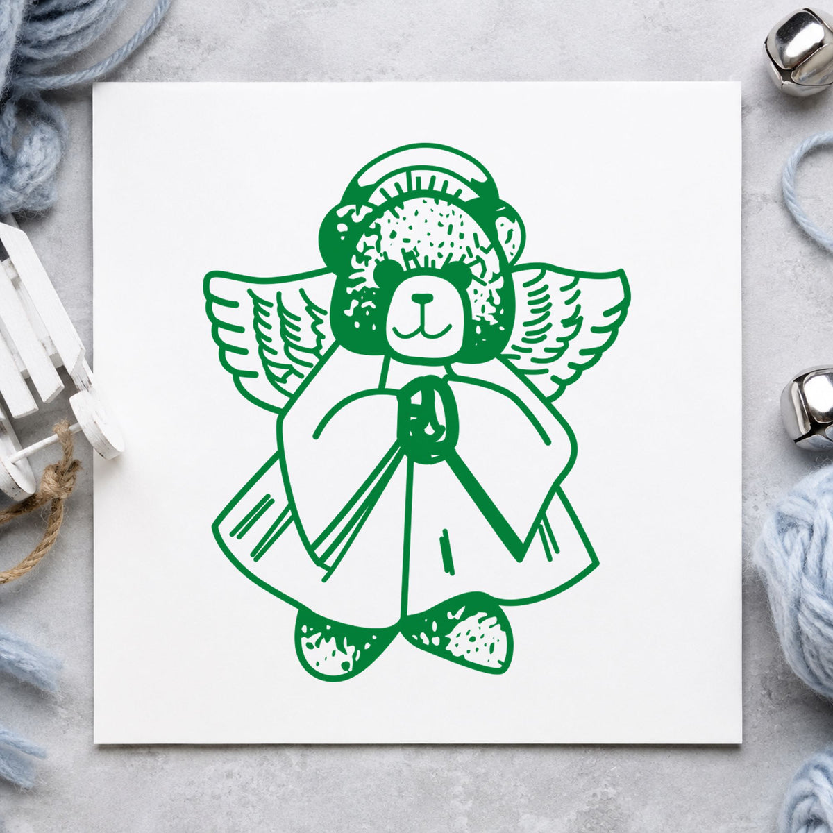 Bear Angel Art Craft Stamp in use 5