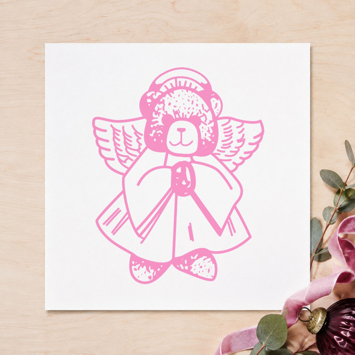 Bear Angel Art Craft Stamp in use 6