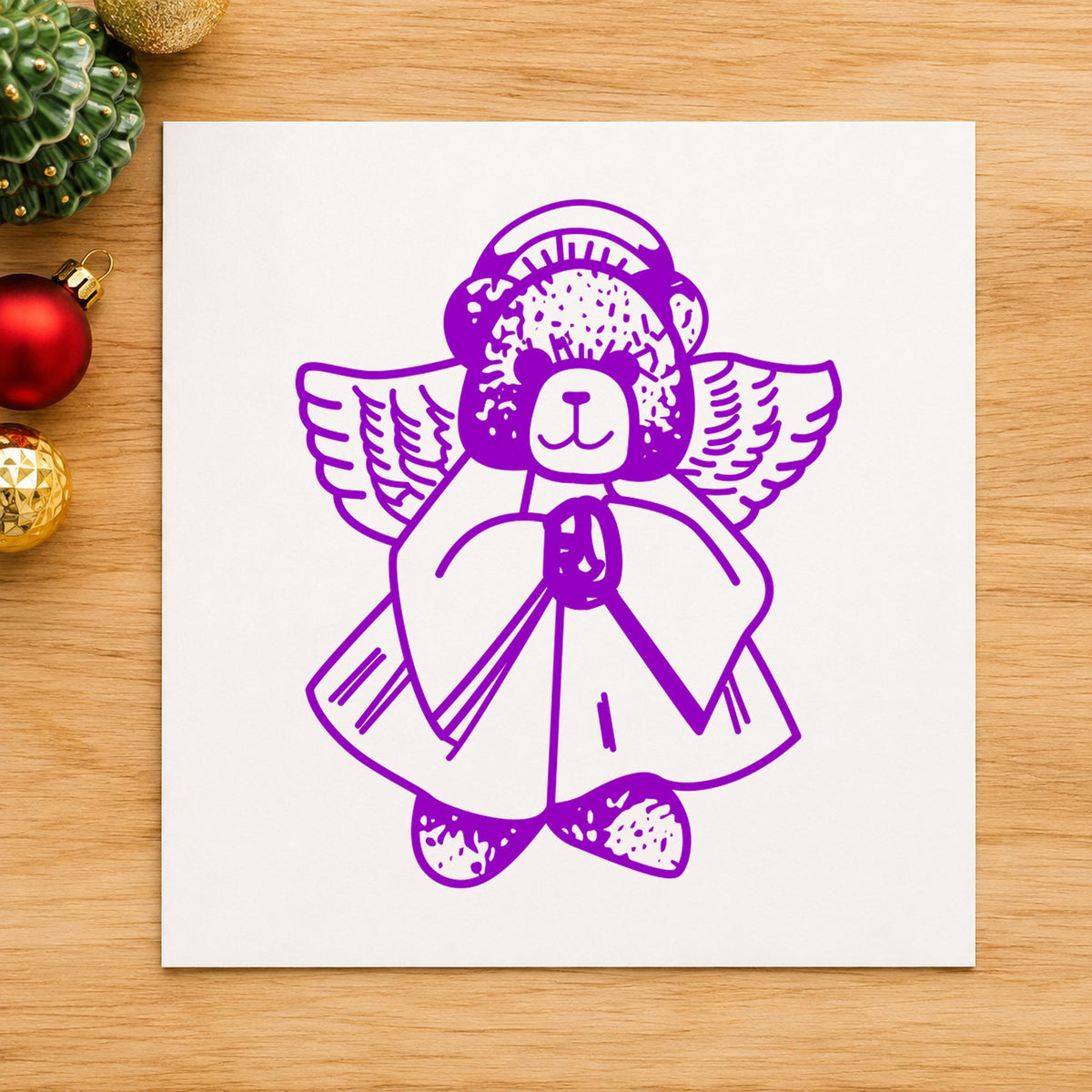 Bear Angel Art Craft Stamp in use 7