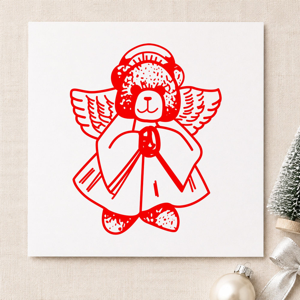 Bear Angel Art Craft Stamp in use 8