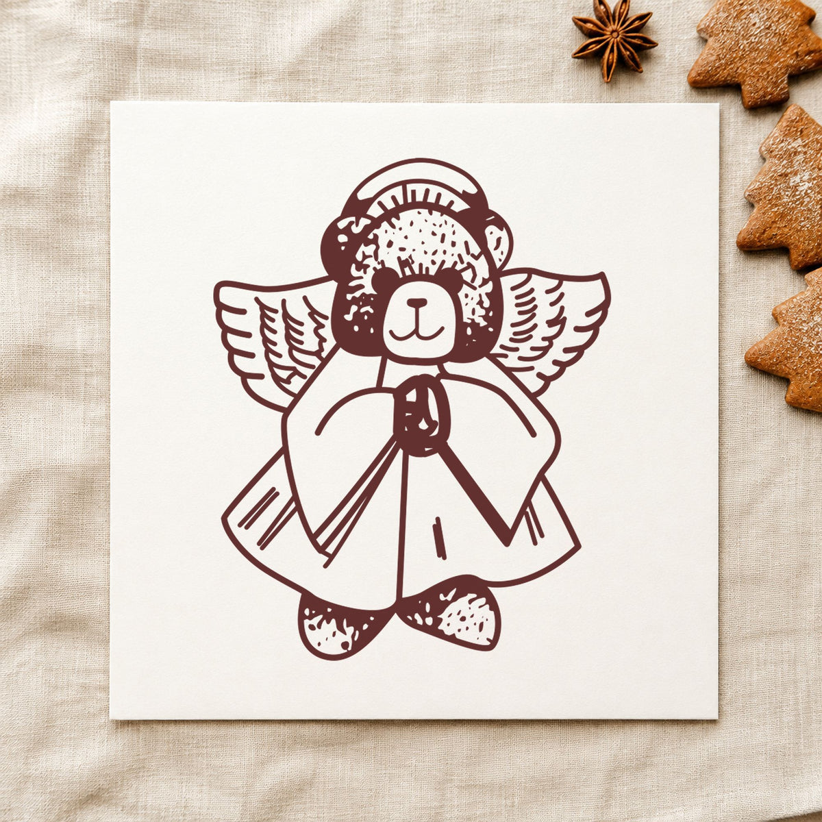 Bear Angel Art Craft Stamp in use 9