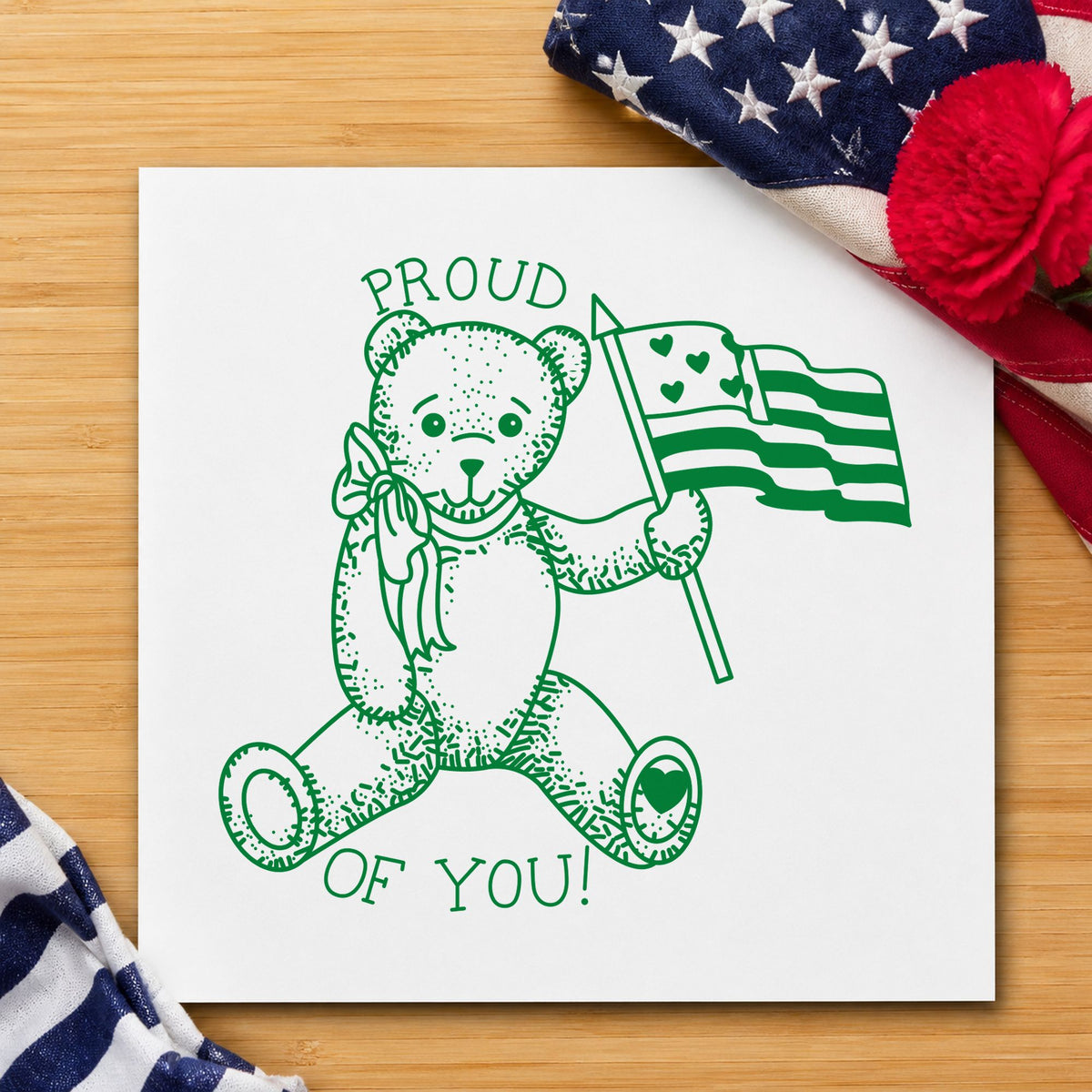 Large Bear Waving Flag Art Rubber Stamp in use 5