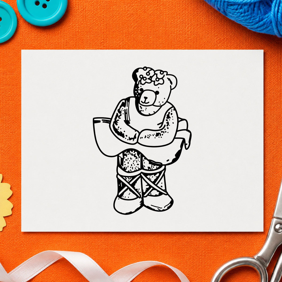 Ballet Bear Art Rubber Stamp in use 2