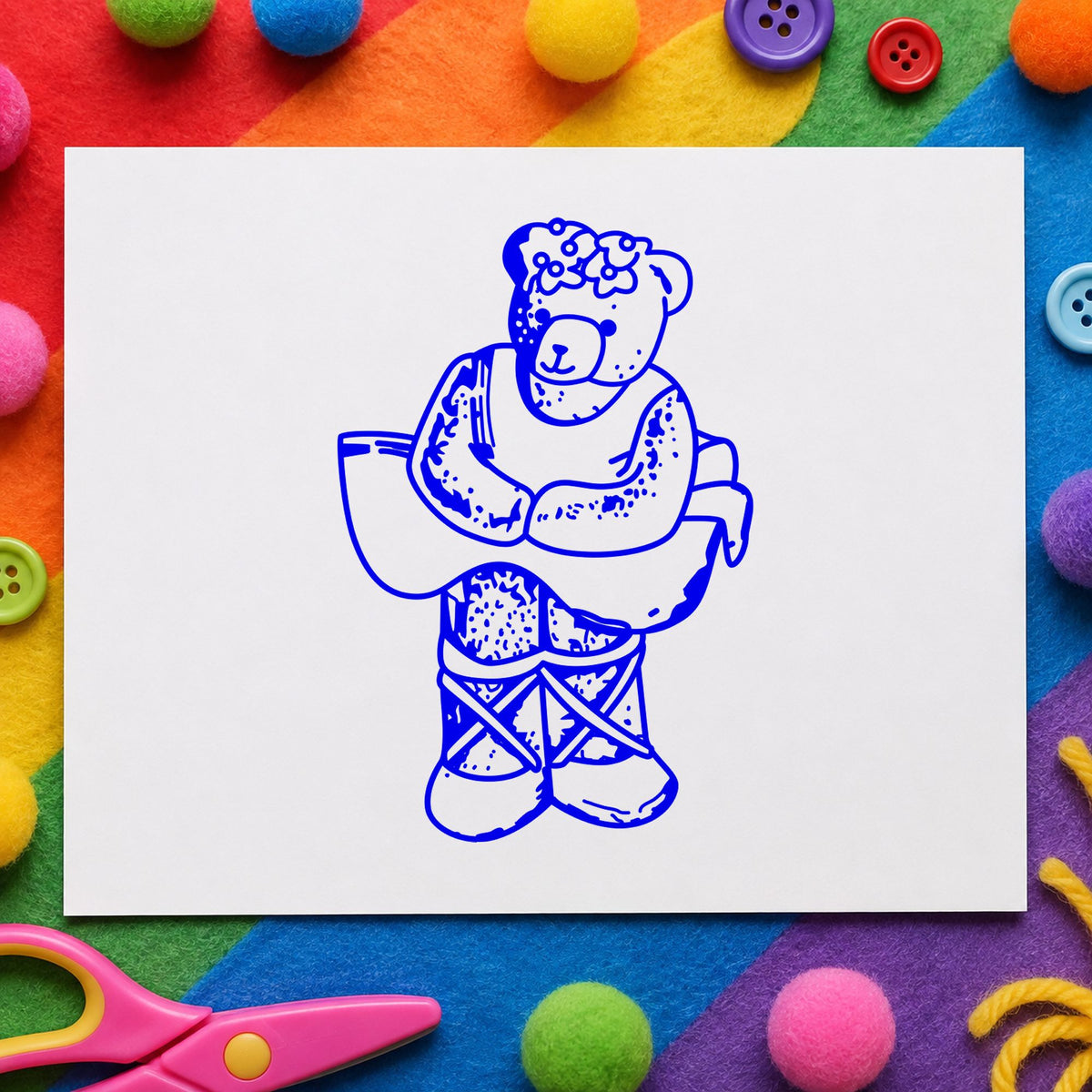 Ballet Bear Art Rubber Stamp in use 4