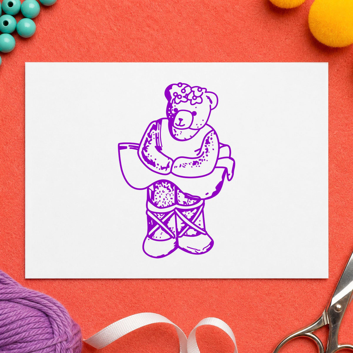 Ballet Bear Art Rubber Stamp in use 7