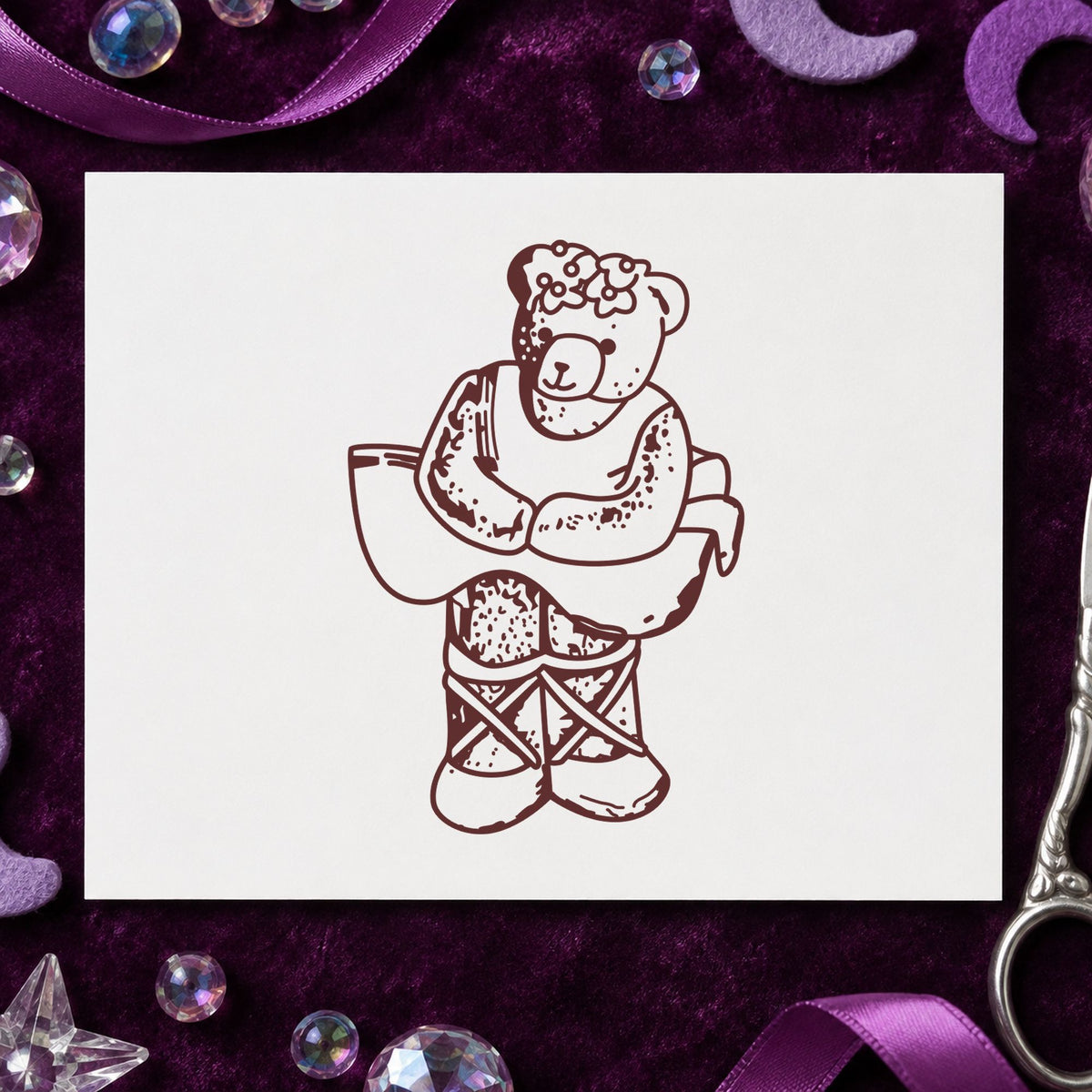Ballet Bear Art Rubber Stamp in use 9