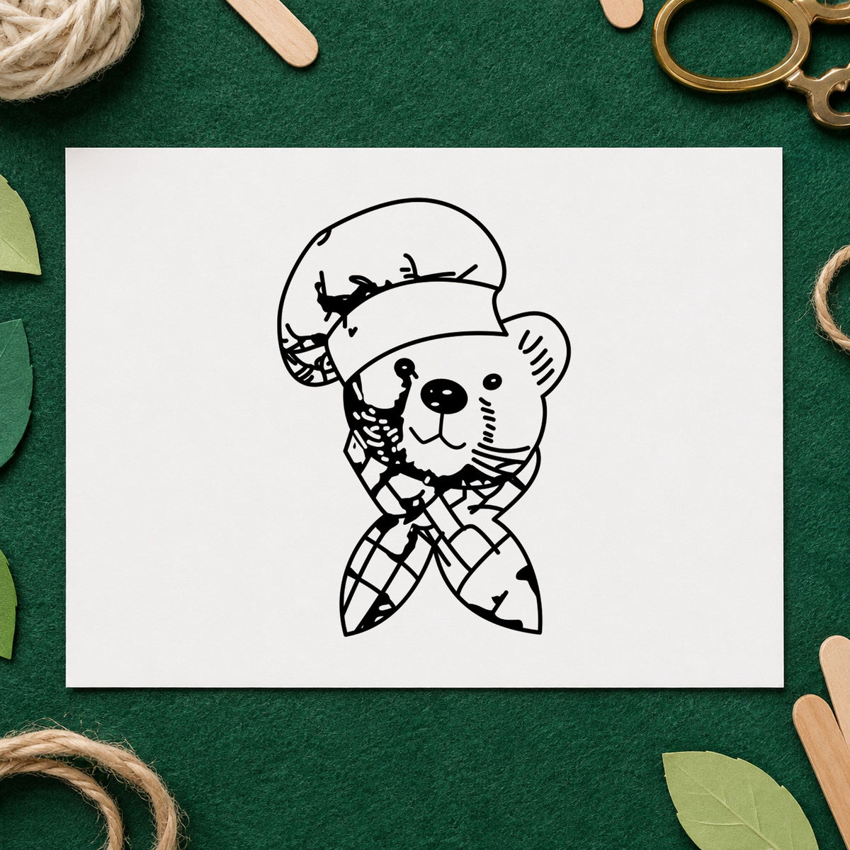 Bear Chef Art Rubber Stamp in use 1