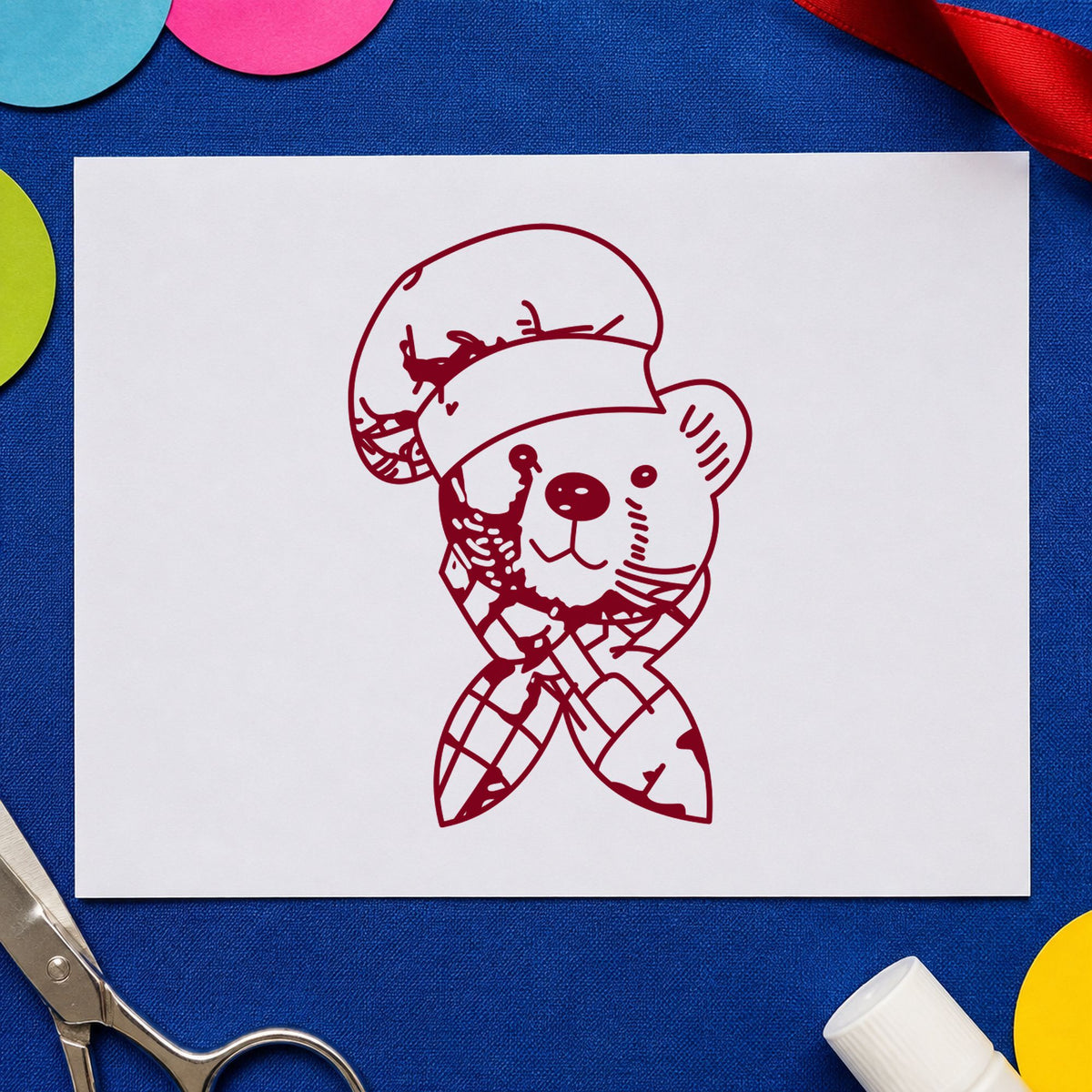 Bear Chef Art Rubber Stamp in use 10