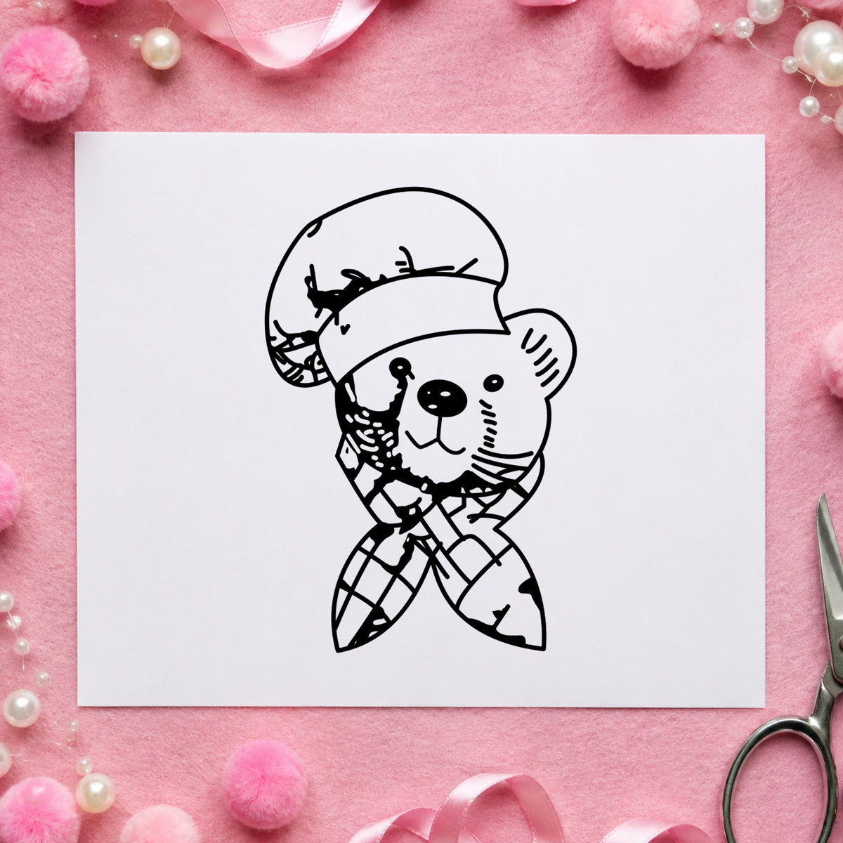Bear Chef Art Rubber Stamp in use 2