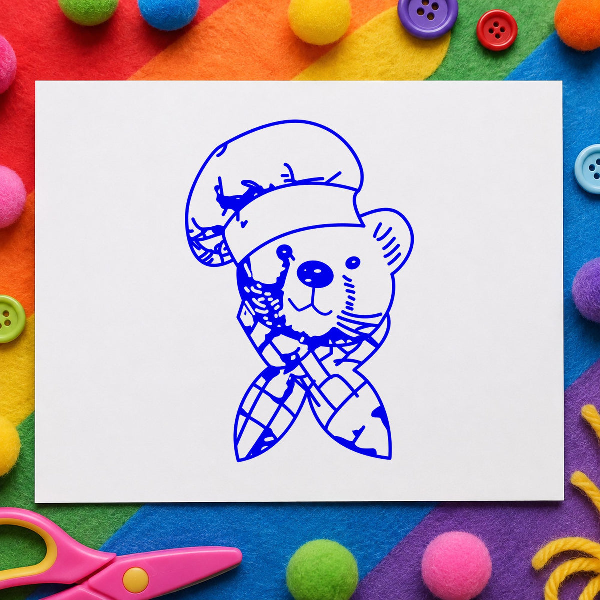 Bear Chef Art Rubber Stamp in use 3