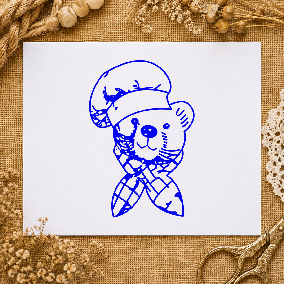 Bear Chef Art Rubber Stamp in use 4