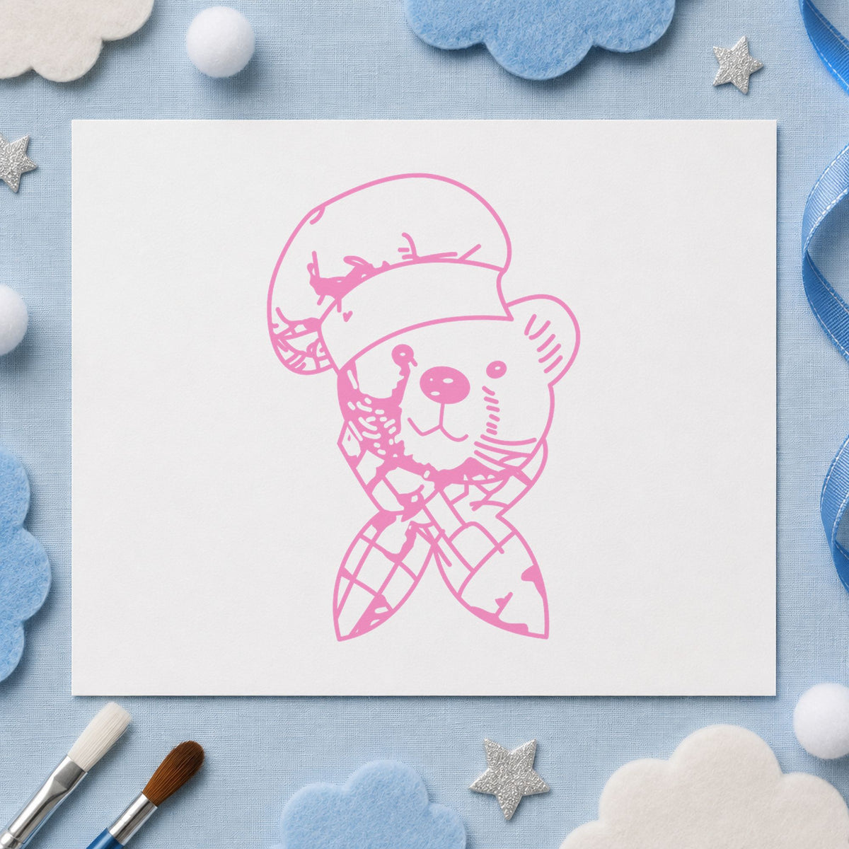 Bear Chef Art Rubber Stamp in use 6