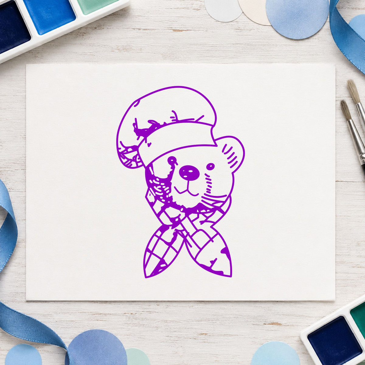 Bear Chef Art Rubber Stamp in use 7