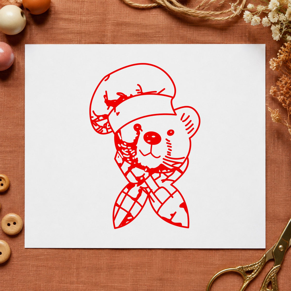Bear Chef Art Rubber Stamp in use 8