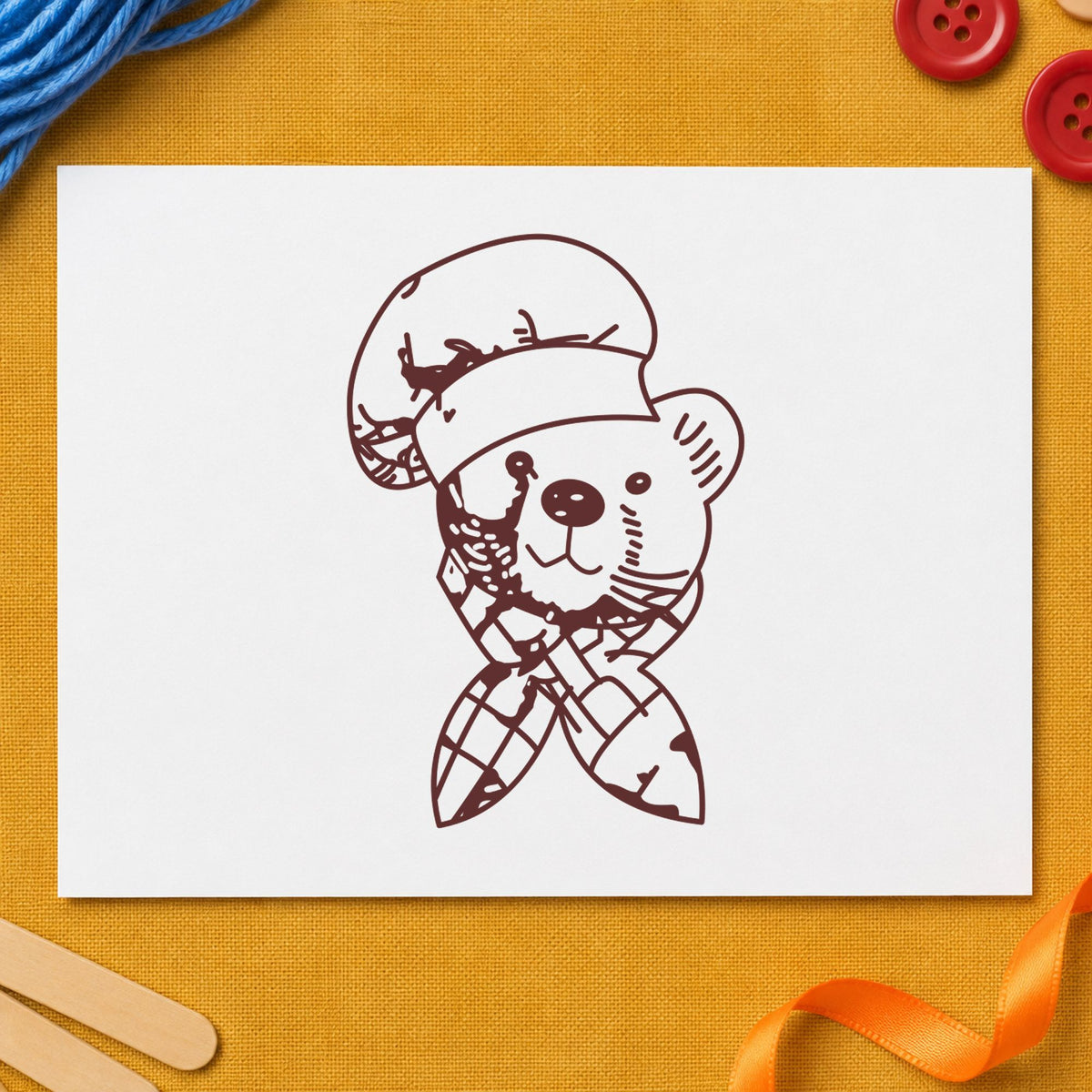 Bear Chef Art Rubber Stamp in use 9