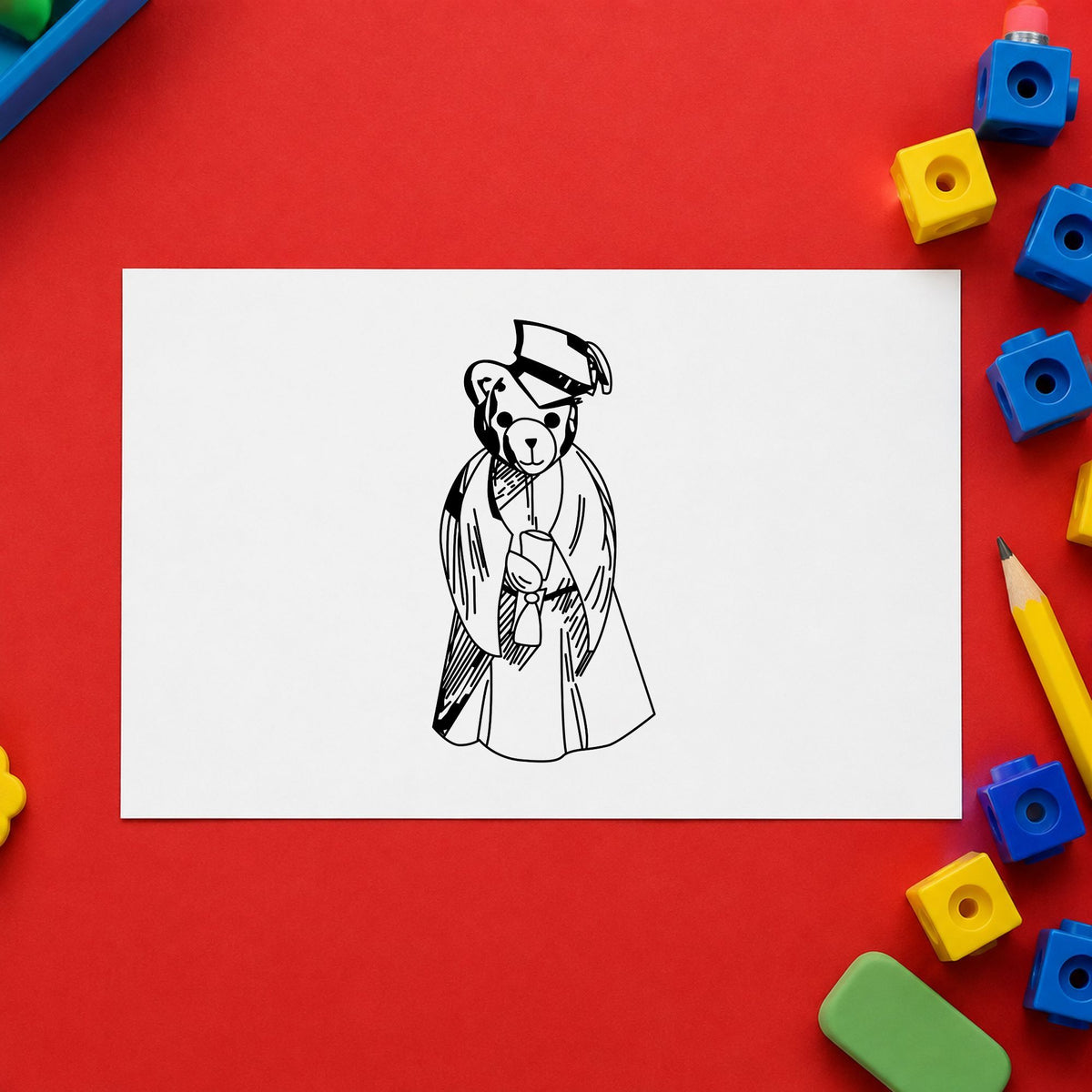 Bear Graduate Art Rubber Stamp in use 2