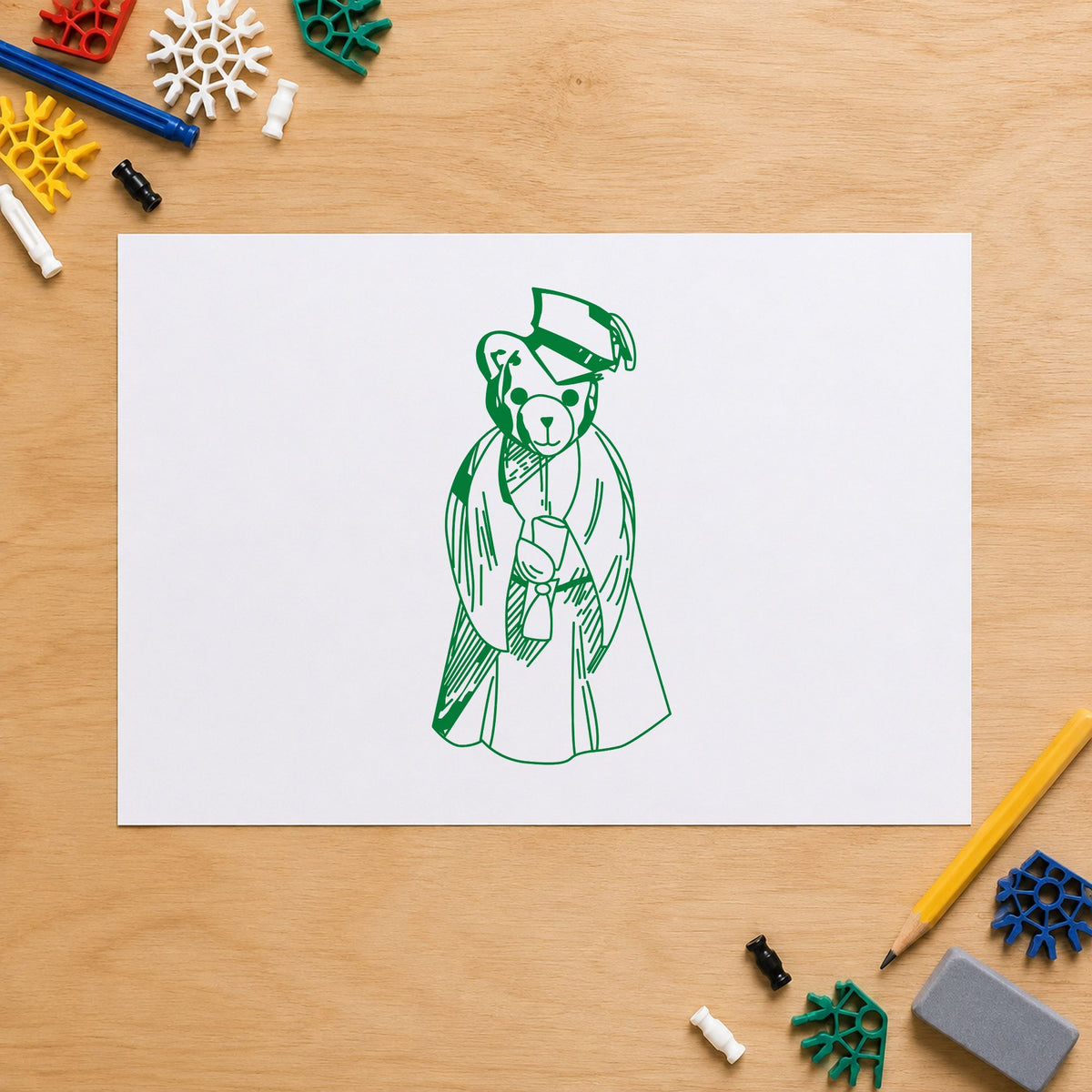 Bear Graduate Art Rubber Stamp in use 5