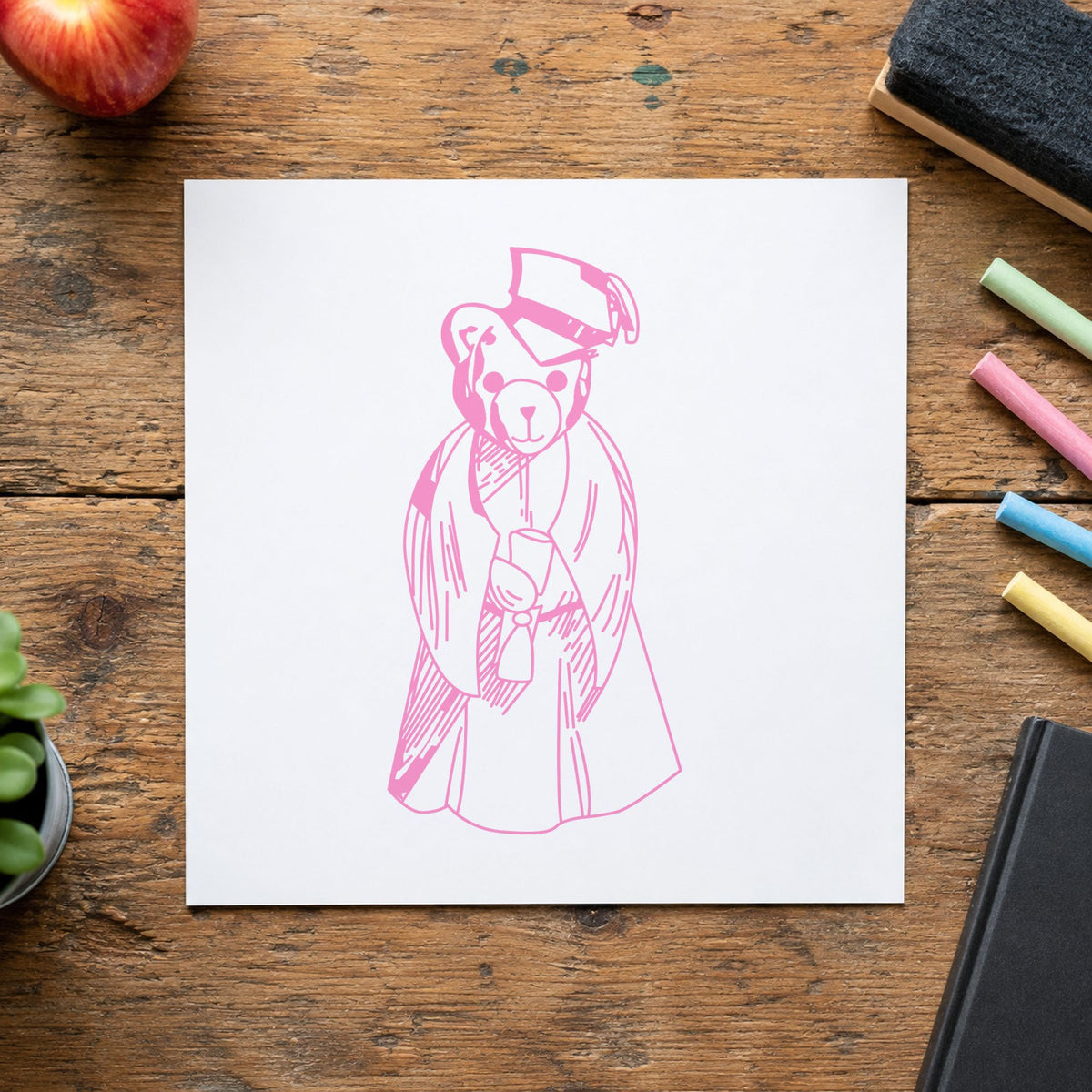 Bear Graduate Art Rubber Stamp in use 6