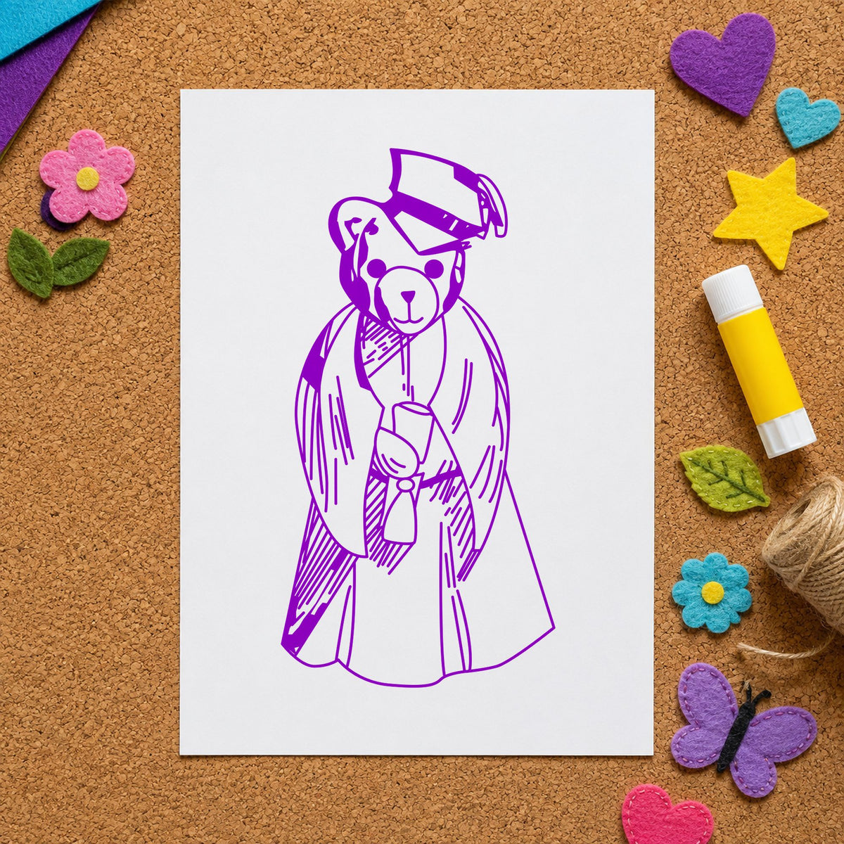 Bear Graduate Art Rubber Stamp in use 7