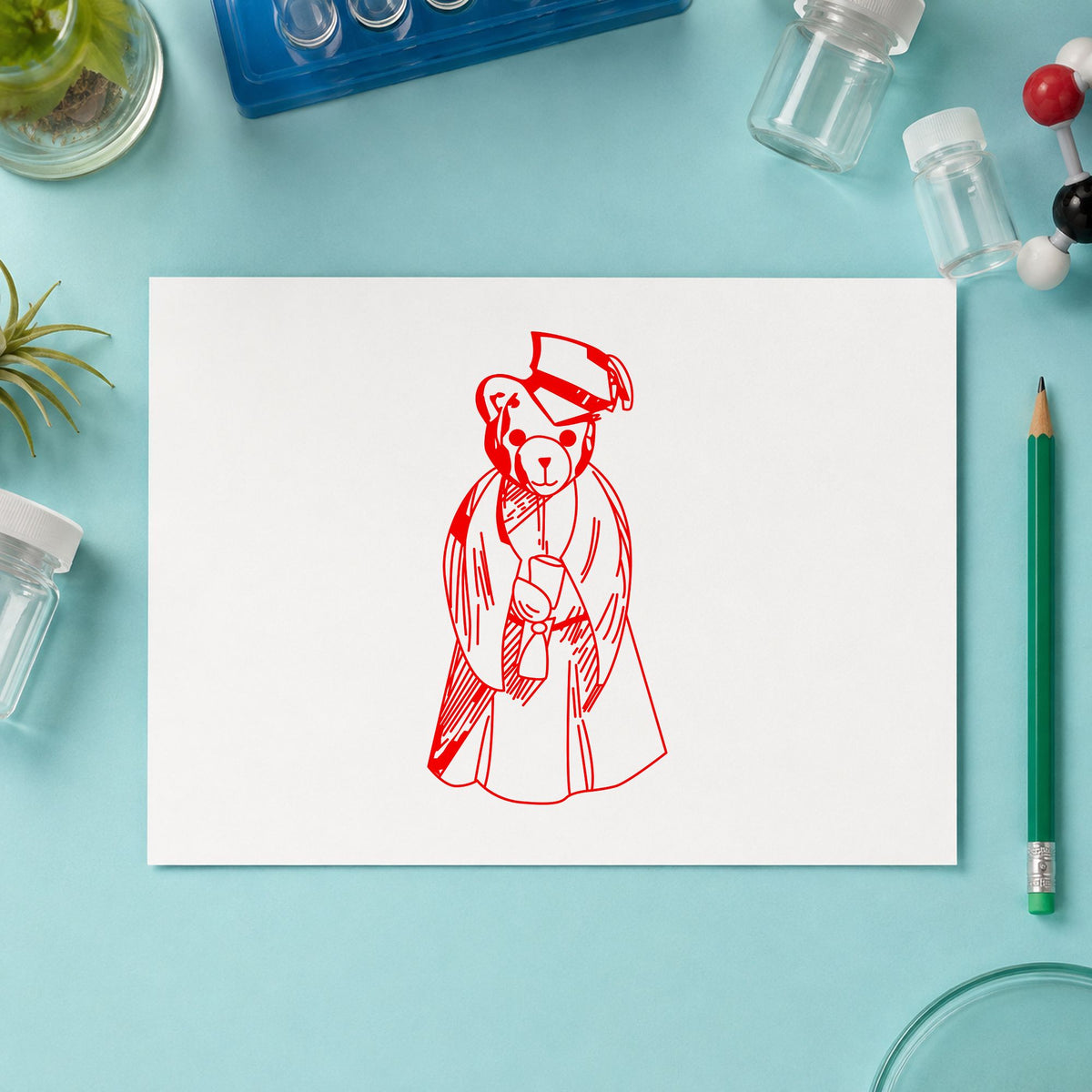 Bear Graduate Art Rubber Stamp in use 8