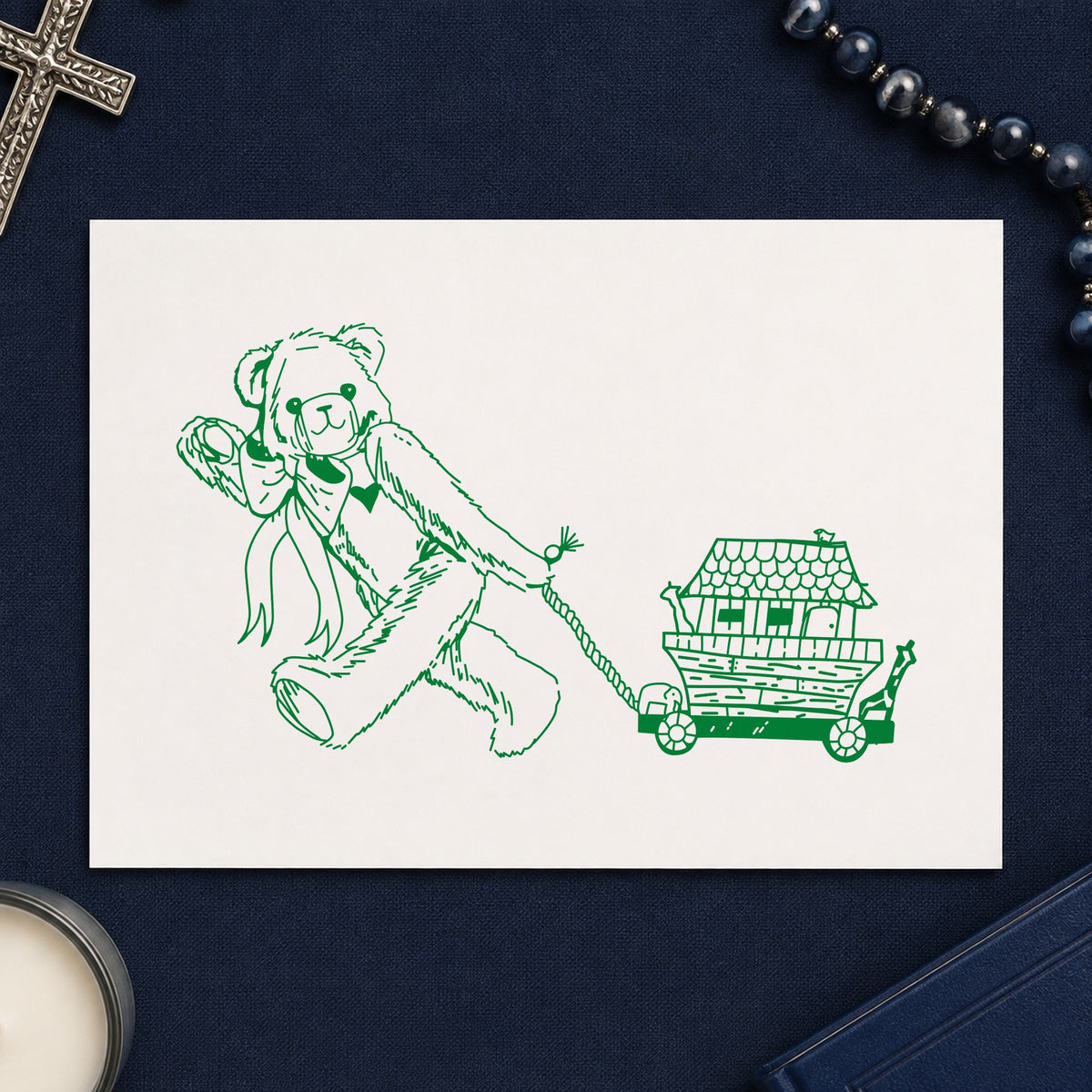 Bear Pulling Ark Art Rubber Stamp in use 5