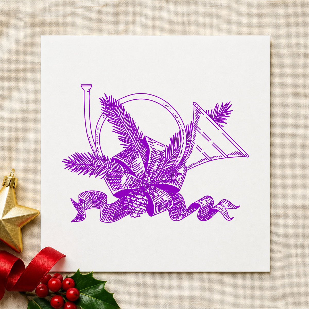 French Horn Rubber Stamp in use 7
