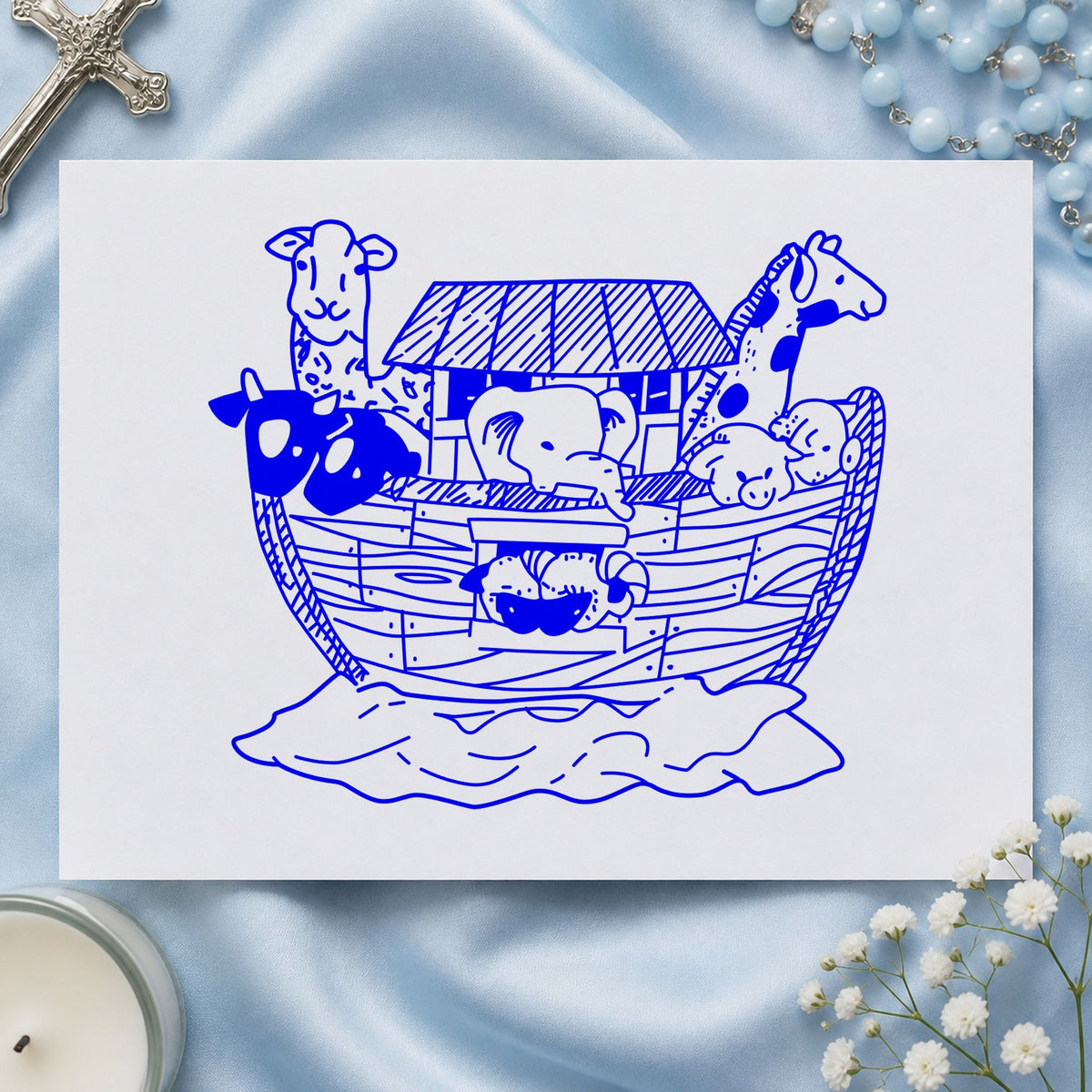 Ark with Animals Art Rubber Stamp in use 4