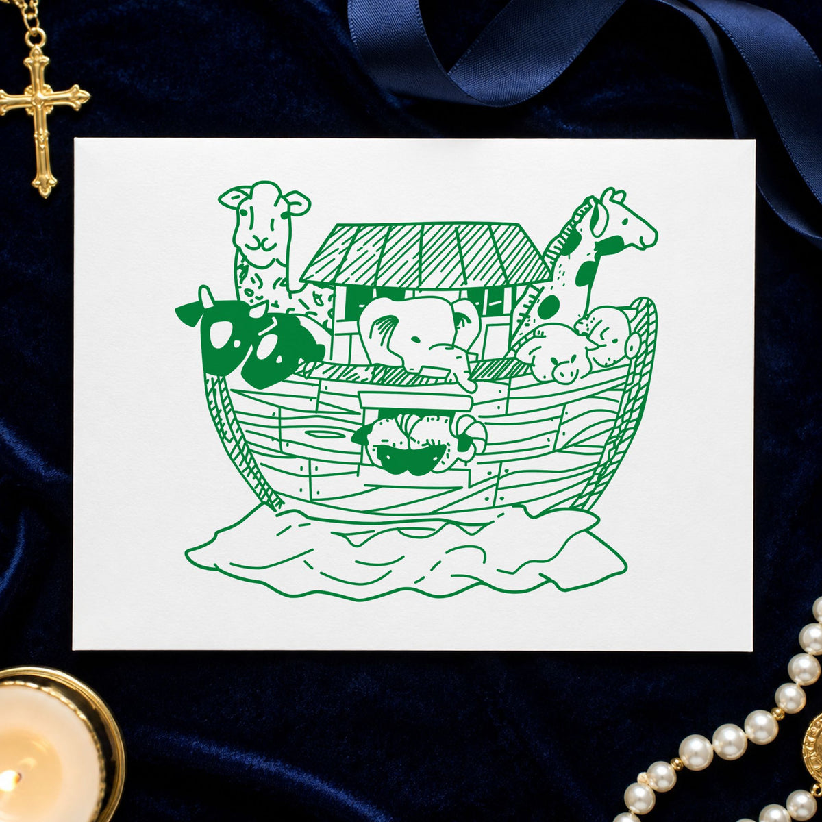 Ark with Animals Art Rubber Stamp in use 5