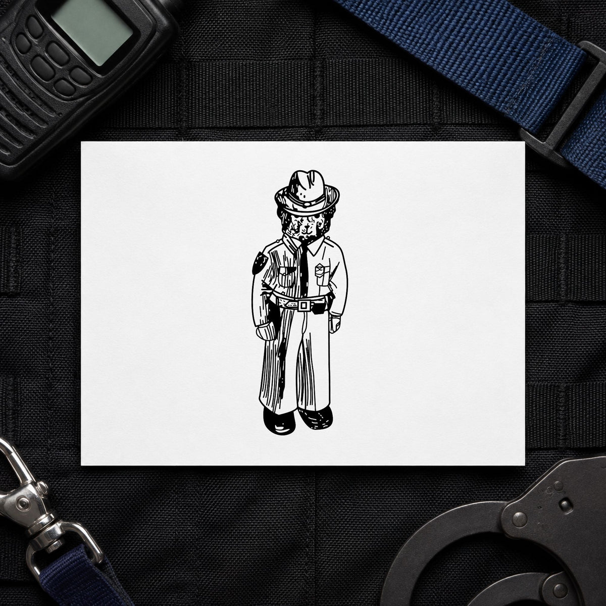 Bear Policeman Art Rubber Stamp in use 1