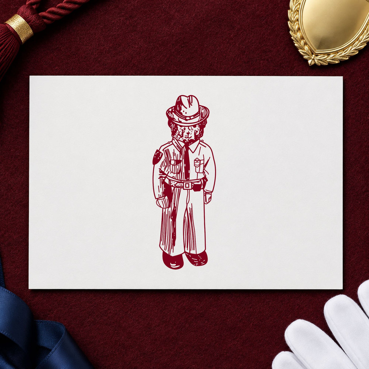 Bear Policeman Art Rubber Stamp in use 10