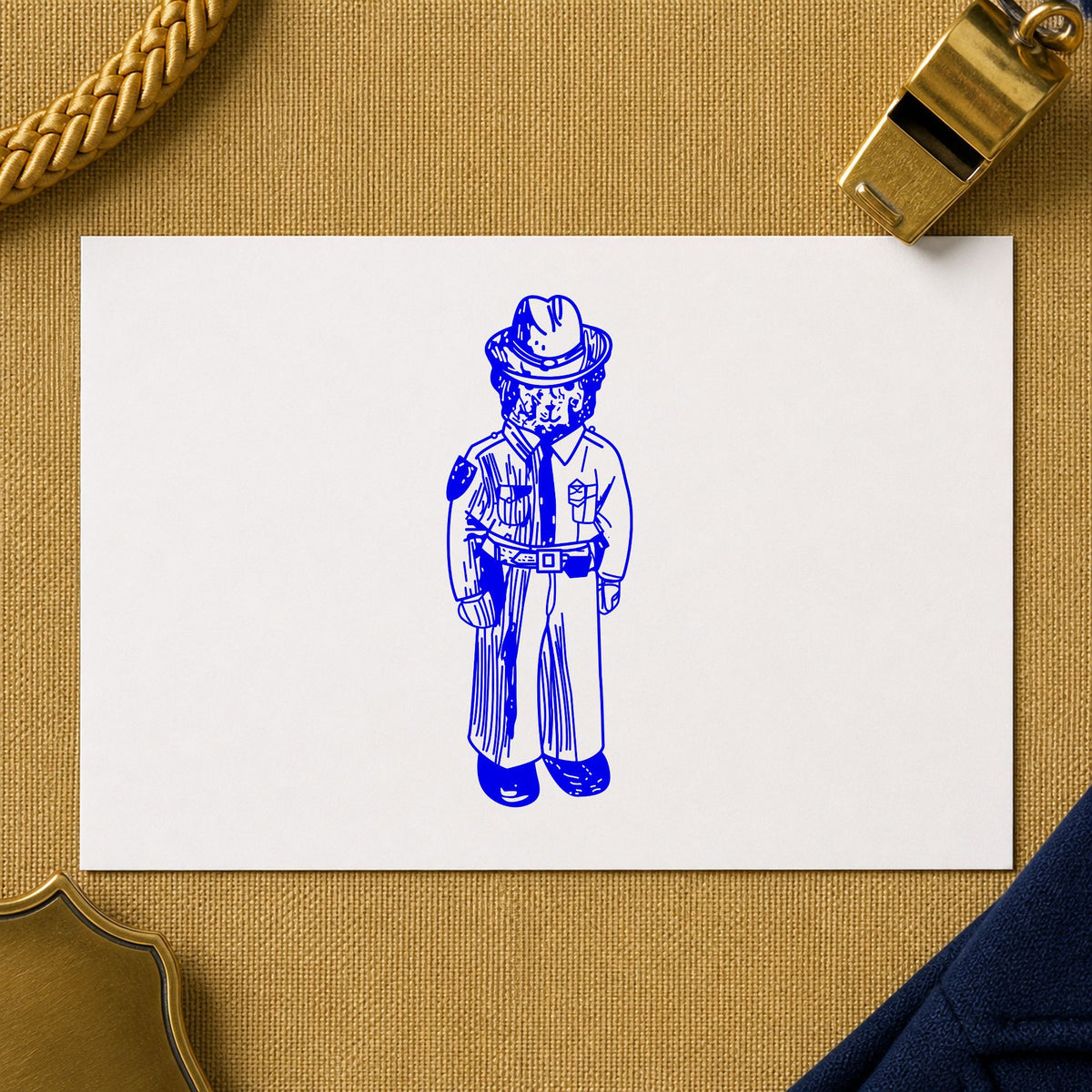 Bear Policeman Art Rubber Stamp in use 3