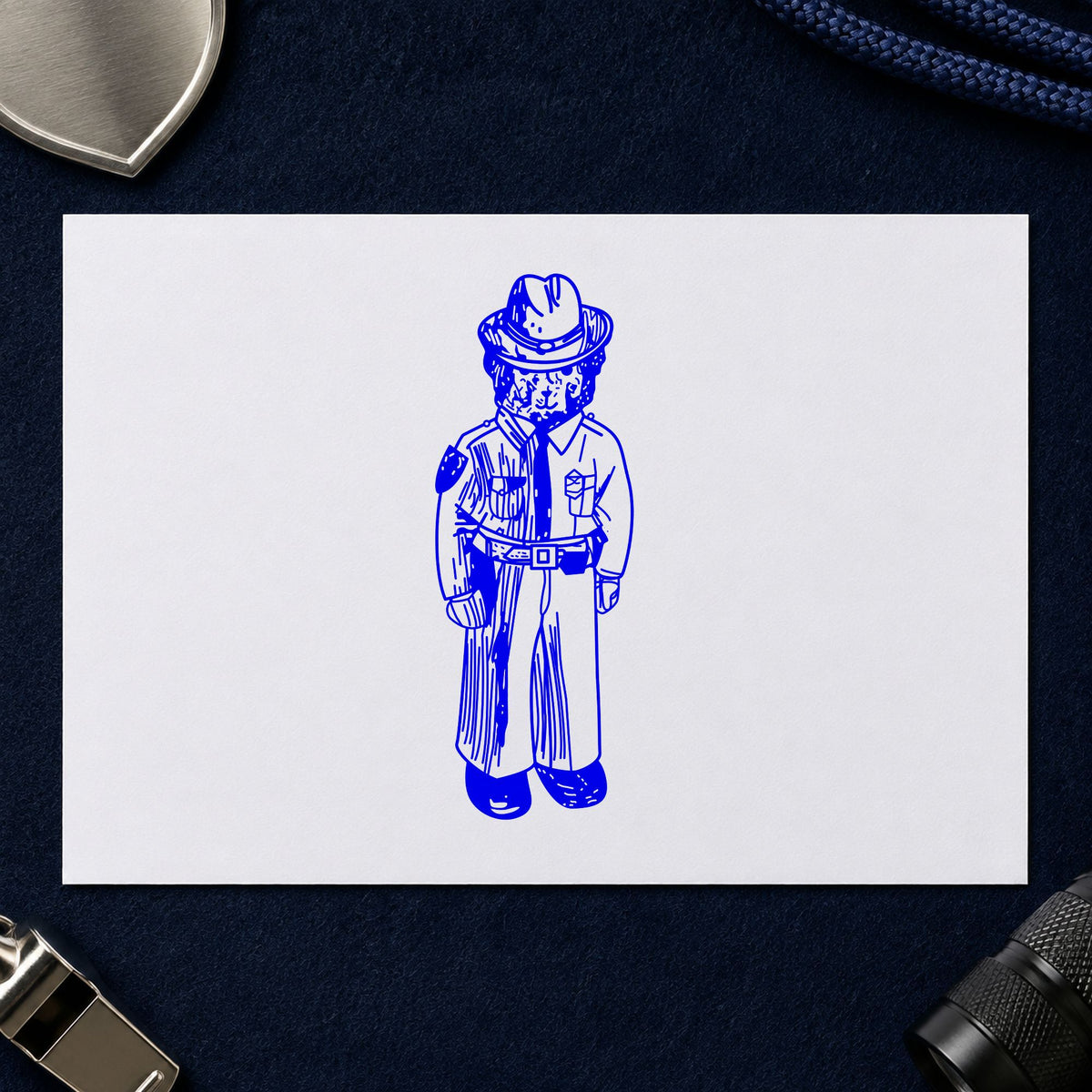 Bear Policeman Art Rubber Stamp in use 4