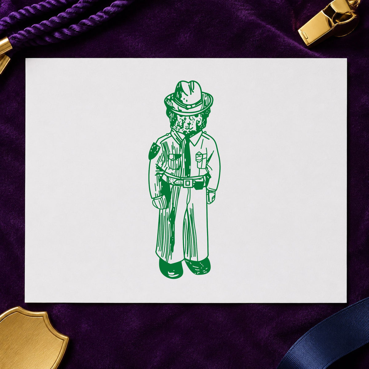 Bear Policeman Art Rubber Stamp in use 5