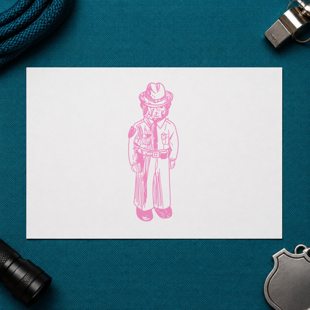 Bear Policeman Art Rubber Stamp in use 6