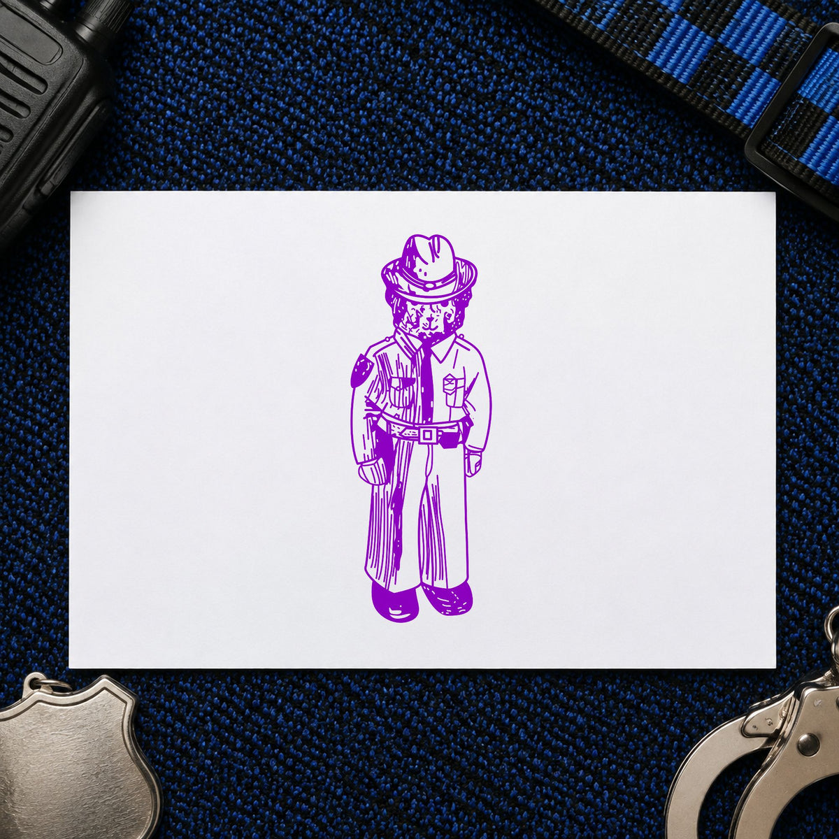 Bear Policeman Art Rubber Stamp in use 7