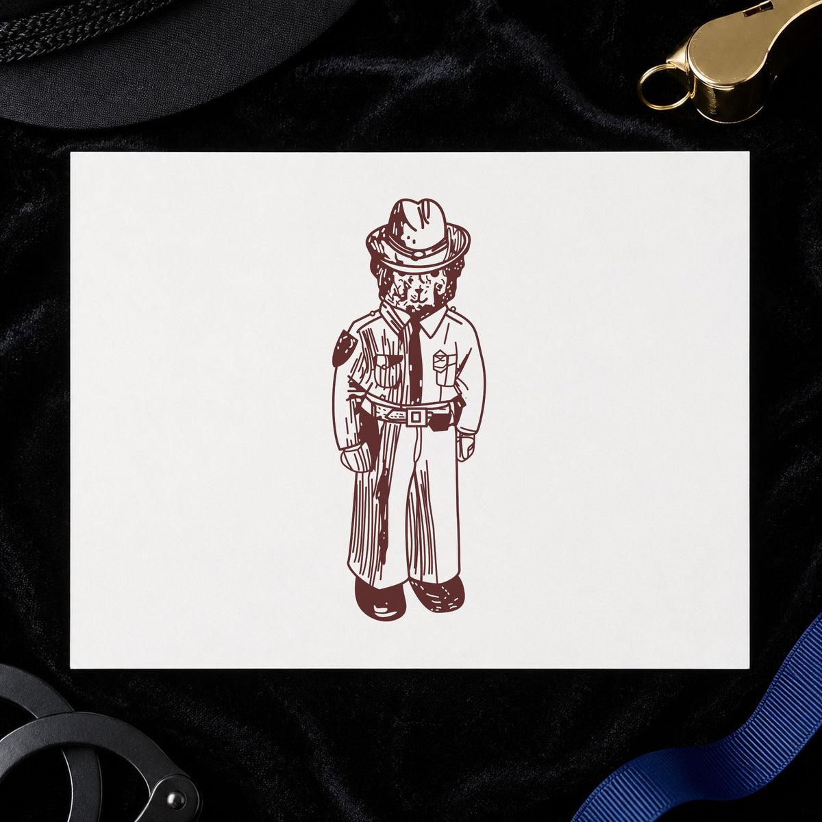 Bear Policeman Art Rubber Stamp in use 9